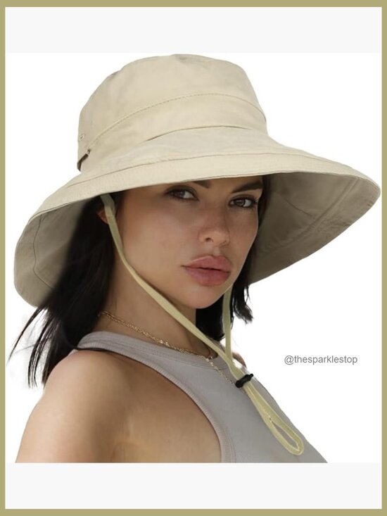 Wide Brim Cotton Sun Hat with Ponytail Hole, Foldable for Outdoor Activities